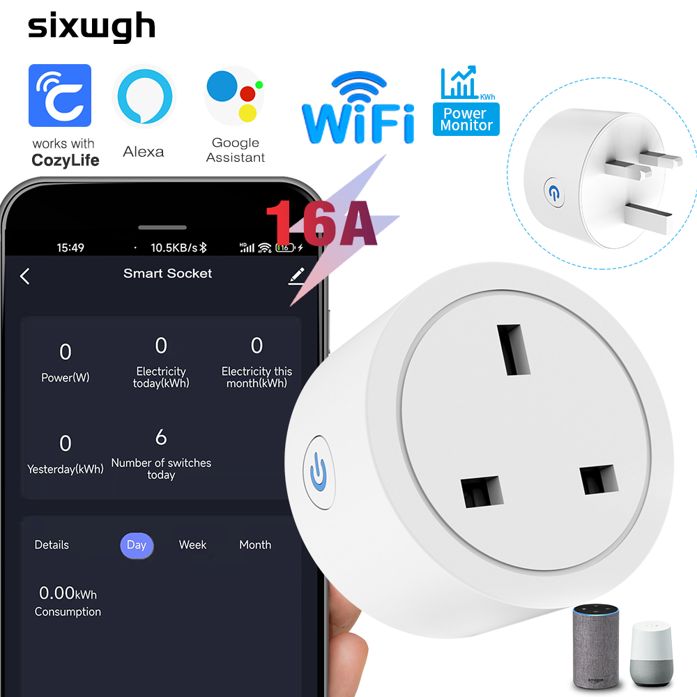 Smart Home Energy App - Soket WiFi Pintar 16A Colokan UK
