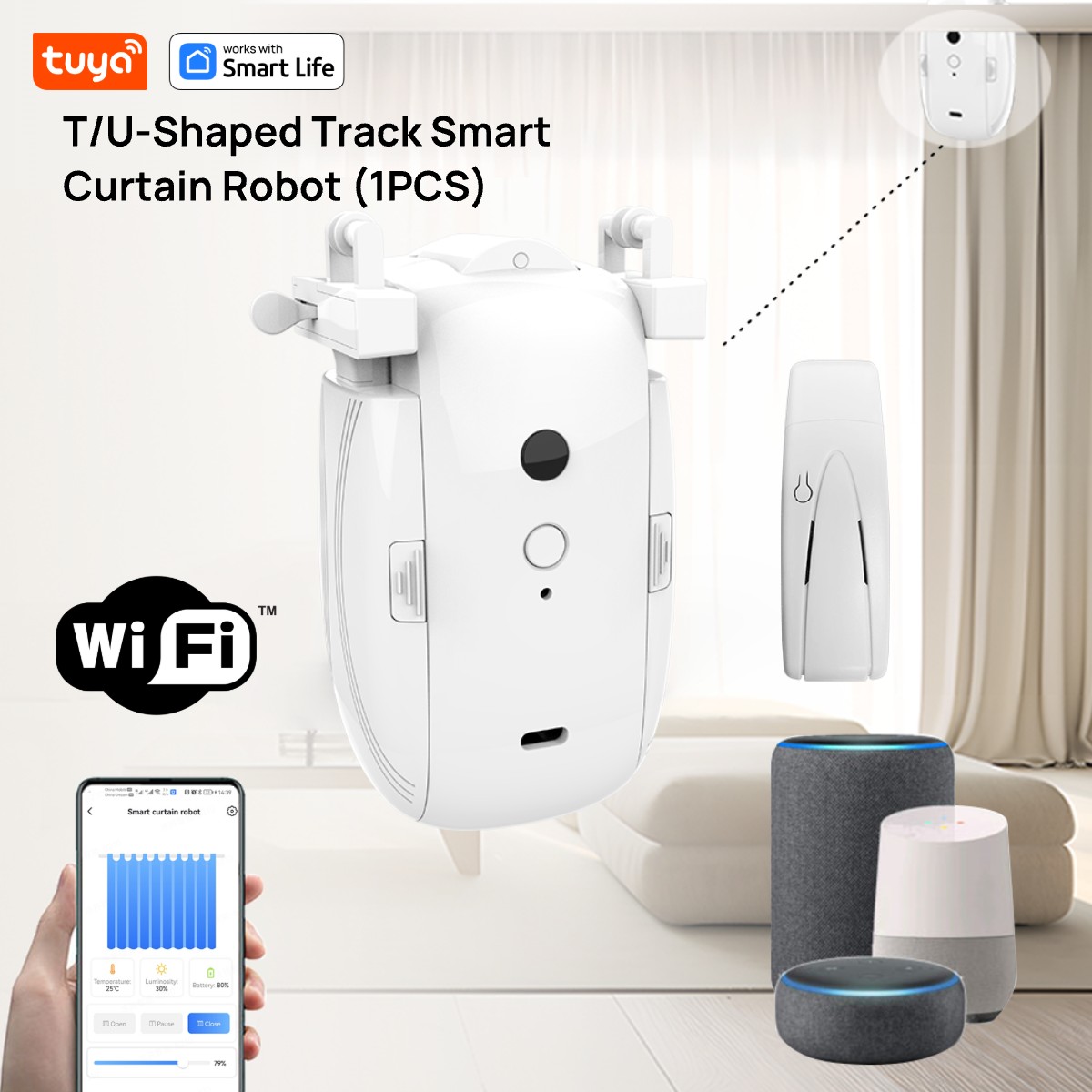 Smart Home Living - Robot tirai WiFi cerdas Tuya (1