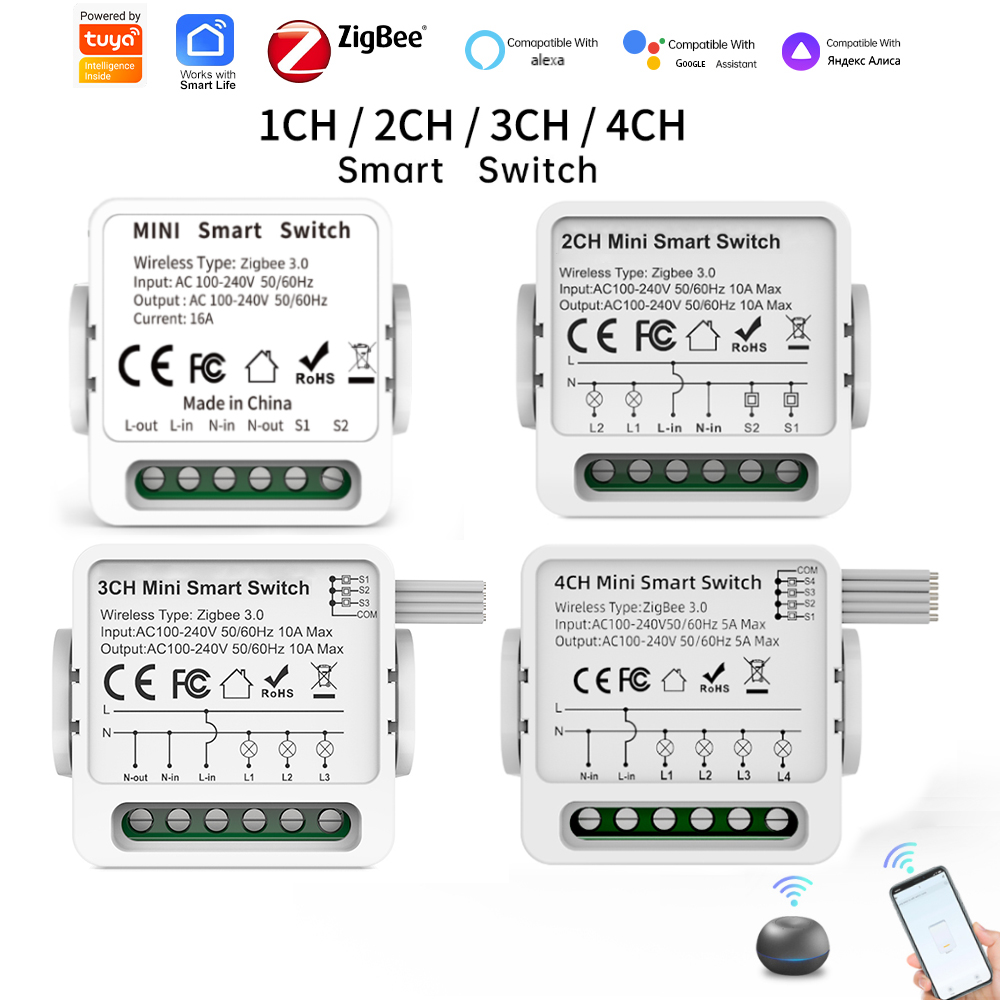 Smart Home Voice Control - Tuya Zigbee 3.0 Smart Switch 1/2/3/4-Way