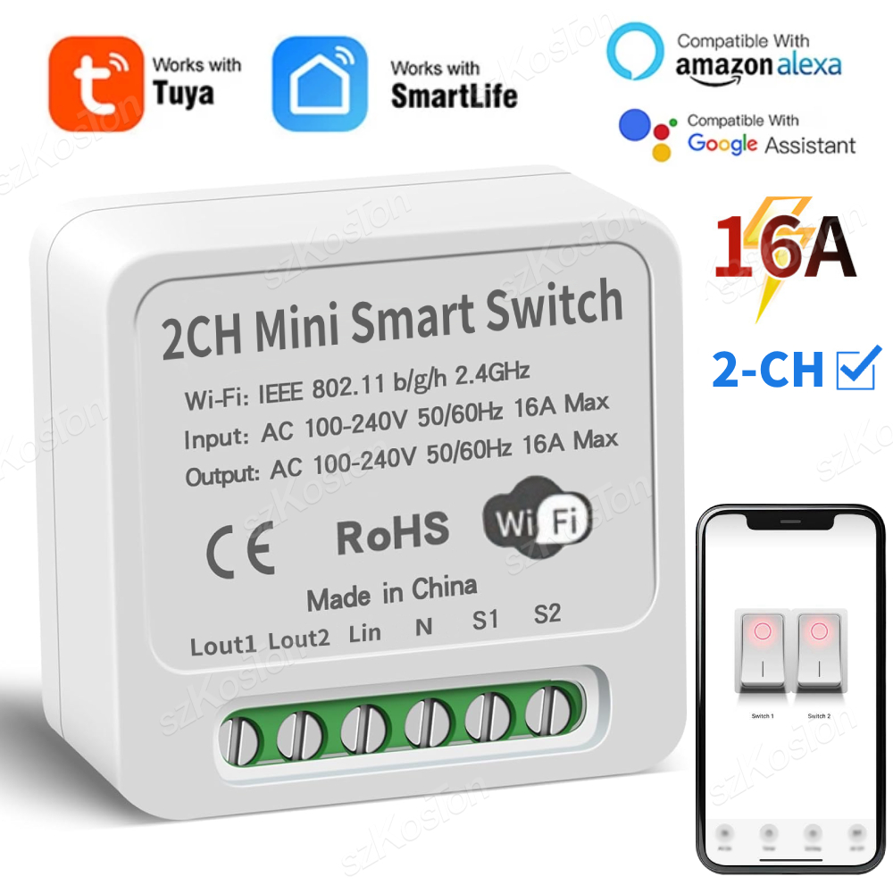 Smart Home Voice Control - 16A Tuya modul saklar pintar WiFi