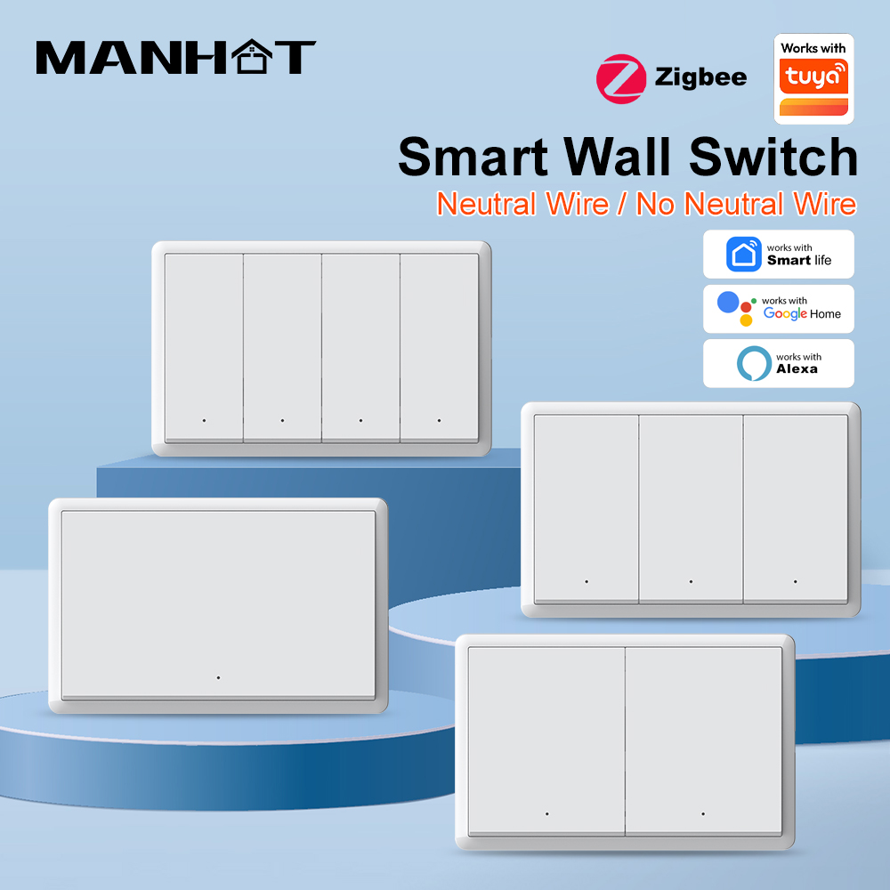 Smart Home Voice Control - MANHOT ZigBee3.0 Smart Switch Tanpa Kabel