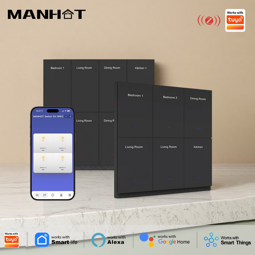Manhot DIY Name Switch Zigbee  - Smart Home Voice Control ulasan dan harga