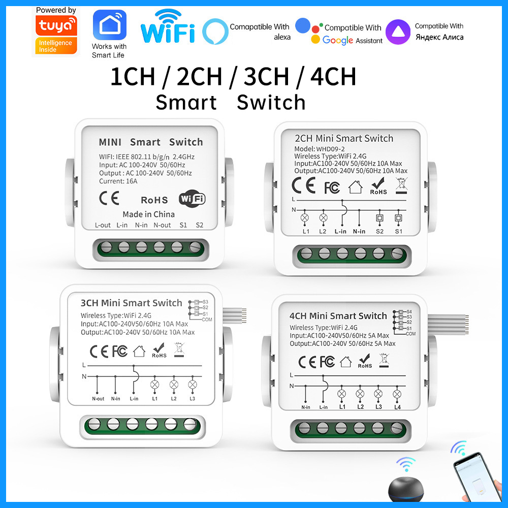 Tuya WiFi Smart Switch 1/2/3/4 - Smart Home Voice Control ulasan dan harga