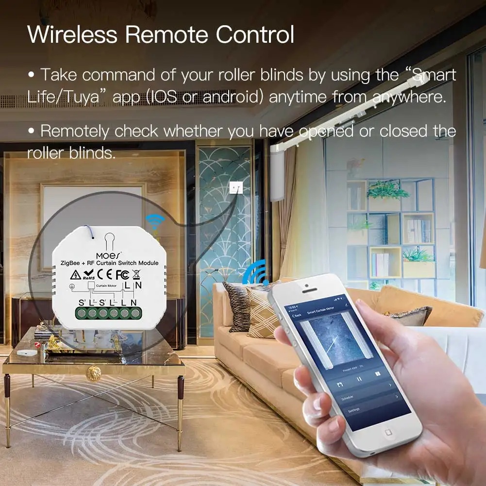 MOES ZigBee Modul Sakelar Tira - Curtain Motor ulasan dan harga